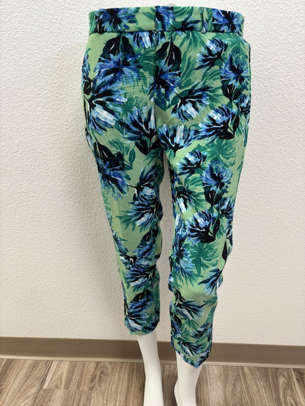 Banana Republic Petite Floral Crop Pants Size 2P Blue Green Ankle Pants